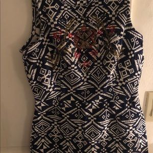 Miami brand women’s sleeveless dress size S blue and white